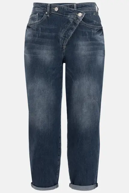 Recover Pants Gianna, Relaxed-Fit Jeans mit raffiniertem Verschluß in dark blue Artikelnummer REC-13388-4279-148 im Angebot