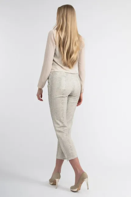 Recover Pants Hose mit Reptilprint in ECRU-ANTHRAZIT Artikelnummer REC-12664-01-4024-183 Top Angebot