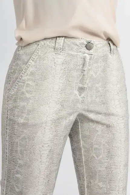 Recover Pants Hose mit Reptilprint in ECRU-ANTHRAZIT Artikelnummer REC-12664-01-4024-183 Top Angebot