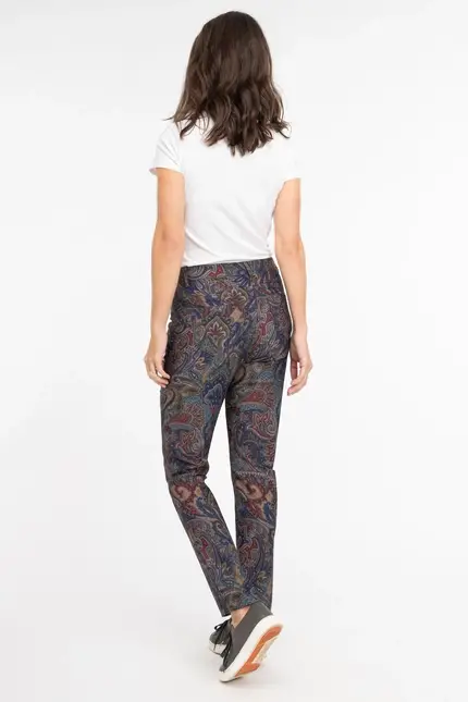 Recover Pants Hose mit Paisleydruck in DRUCK SCHWARZ-ROT-BLAU-BRAUN Artikelnummer REC-12563-4070-9 Tiefpreis