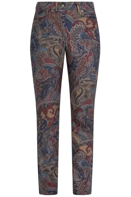 Recover Pants Hose mit Paisleydruck in DRUCK SCHWARZ-ROT-BLAU-BRAUN Artikelnummer REC-12563-4070-9 Tiefpreis