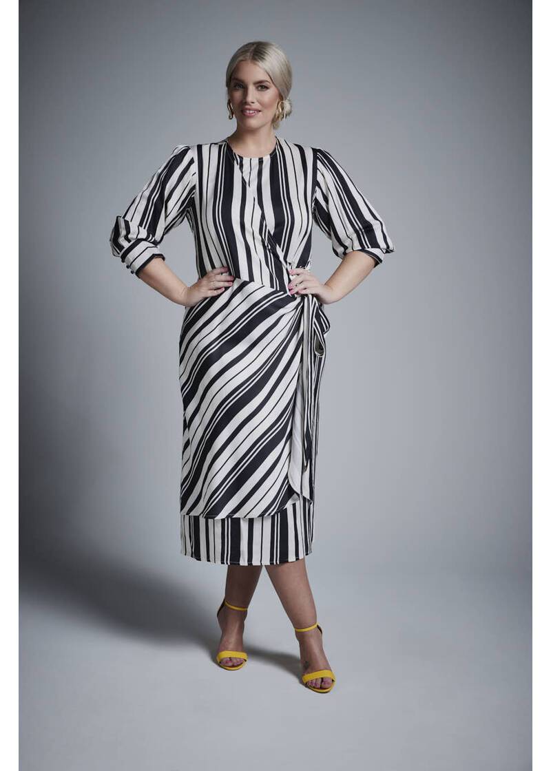 ROCK YOUR CURVES by Angelina Kleid in Schwarz Weiß gestreiftArtikelnummer RYC-LCAK-0407-903 Hotsell
