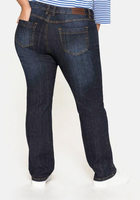 sheego Gerade Jeans mit Used-Effekten - dark blue Denim sheego 50% Rabatt mit kostenlosem Versand