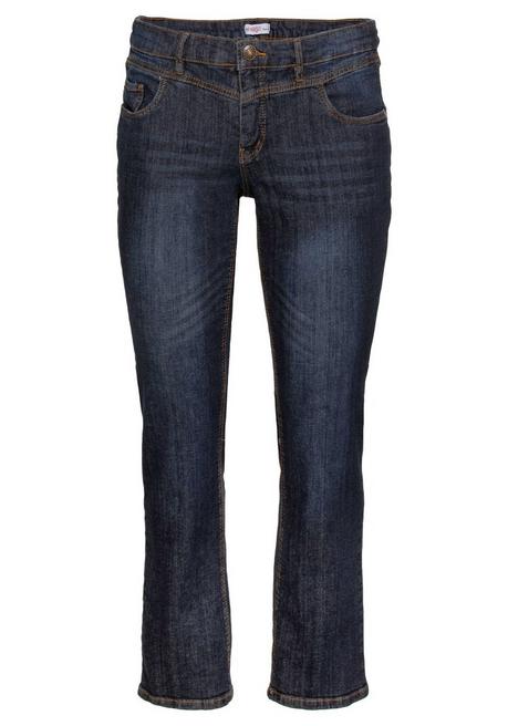 sheego Gerade Jeans mit Used-Effekten - dark blue Denim sheego 50% Rabatt mit kostenlosem Versand