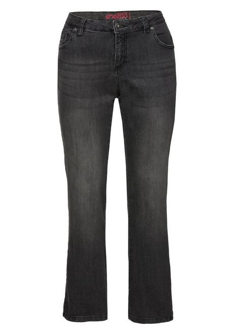 sheego Bootcut-Jeans in 5-Pocket-Form, mit Used-Effekten - black Denim sheego Clearance-Verkauf