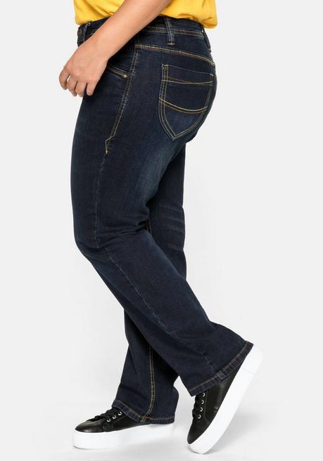 sheego Gerade Stretch-Jeans mit Used-Effekten - dark blue Denim sheego Fabrikladen