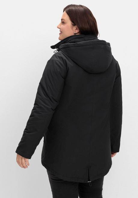 sheego Parka mit gefütterter Kapuze und 2-Wege-Zipper - schwarz sheego Begrenzt auf 3 Tage