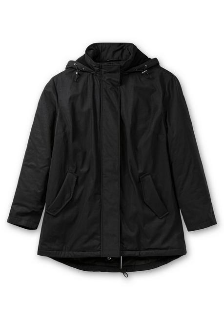sheego Parka mit gefütterter Kapuze und 2-Wege-Zipper - schwarz sheego Begrenzt auf 3 Tage
