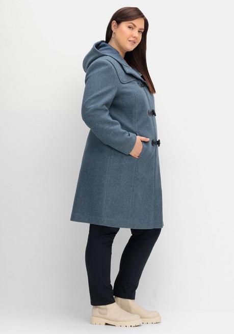 sheego Dufflecoat mit Wollanteil und Kapuze - taubenblau sheego Speichern exportieren