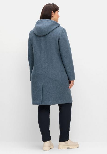 sheego Dufflecoat mit Wollanteil und Kapuze - taubenblau sheego Speichern exportieren