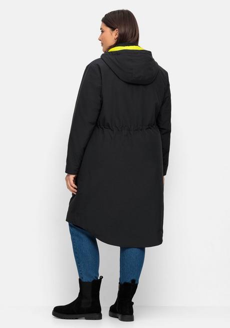 sheego Parka mit Kontrastfutter, wasserabweisend - schwarz sheego Im Verkauf