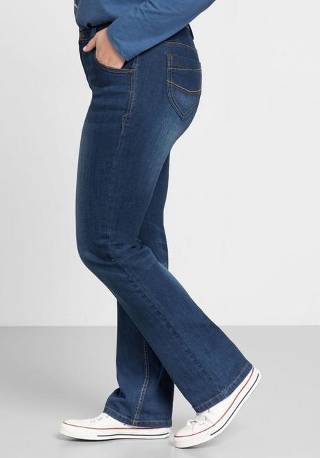 sheego Gerade Stretch-Jeans mit Used-Effekten - blue Denim sheego 50% Rabatt für begrenzte Zeit