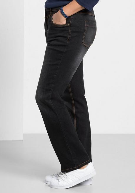sheego Gerade Jeans mit Used-Effekten - black Denim sheego Kostenloser Versand