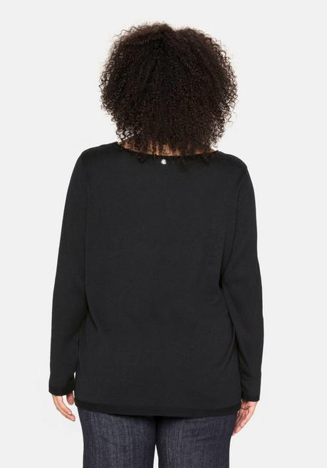 sheego Longpullover mit U-Boot-Ausschnitt und Leinenanteil - schwarz sheego Limitierter Zeitrabatt