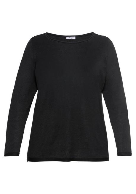 sheego Longpullover mit U-Boot-Ausschnitt und Leinenanteil - schwarz sheego Limitierter Zeitrabatt