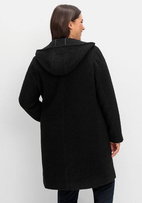 sheego Kapuzenmantel in kuscheliger Bouclé-Qualität - schwarz sheego Sonderangebot