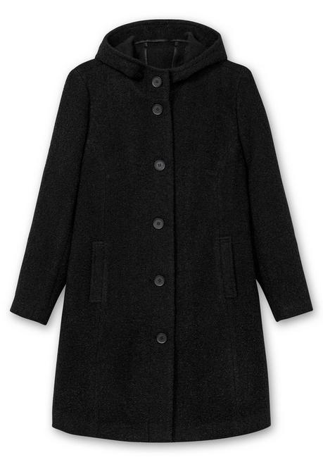 sheego Kapuzenmantel in kuscheliger Bouclé-Qualität - schwarz sheego Sonderangebot