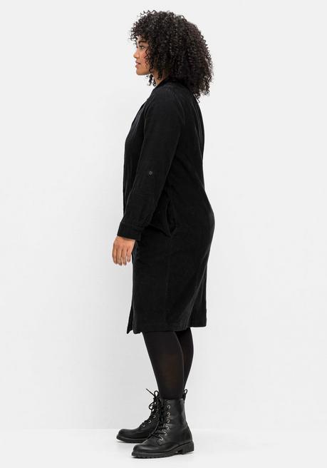 sheego Hemdblusenkleid aus weichem Cord - schwarz sheego Großer Ausverkauf