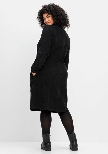 sheego Hemdblusenkleid aus weichem Cord - schwarz sheego Großer Ausverkauf
