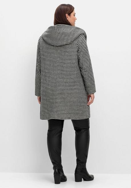 sheego Dufflecoat in A-Linie, mit Hahnentrittmuster - schwarz-grau sheego Flash Sale