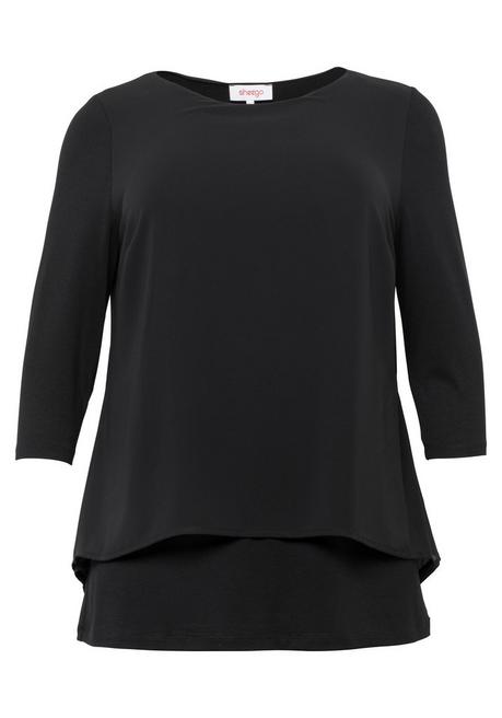 sheego Blusenshirt in leichter A-Linie mit Zipfelsaum - schwarz sheego Preisnachlass