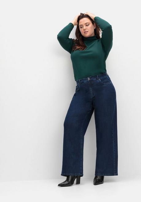 sheego Weite High-Waist-Jeans im Curvy-Schnitt ELLA - dark blue Denim sheego Black Friday