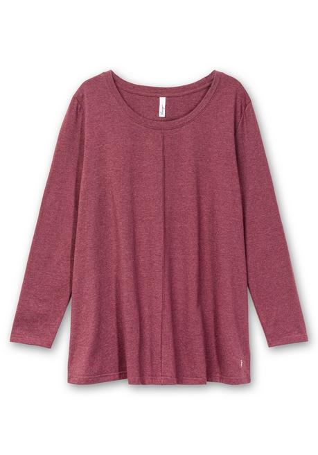 sheego Fein meliertes Langarmshirt in A-Linie, mit Rundhals - brombeer meliert sheego Muttertagsangebot