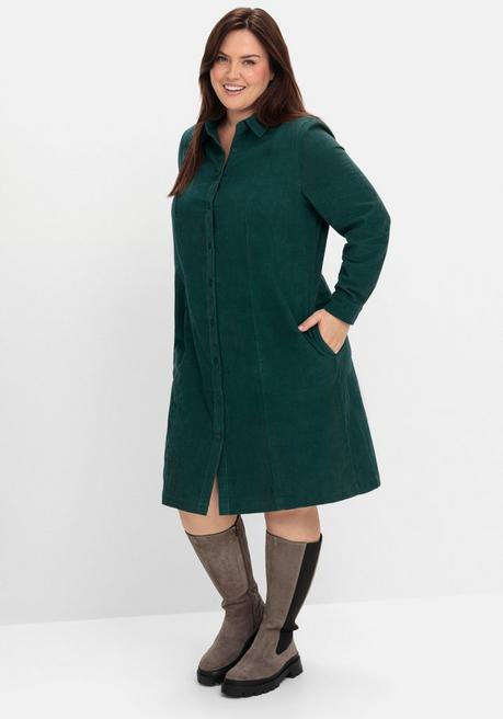 sheego Hemdblusenkleid aus weichem Cord - tiefgrün sheego Vatertagsangebot