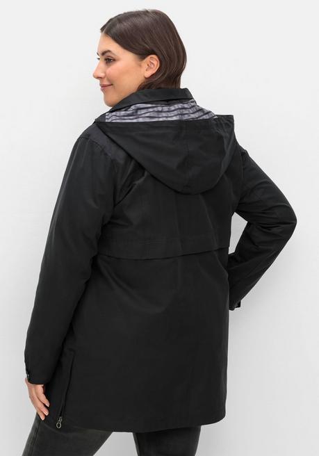 sheego Parka mit gestreiftem Futter, wasserabweisend - schwarz sheego Valentinstagsangebot
