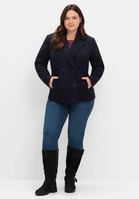 sheego Kurze, gefütterte Cabanjacke mit Wollanteil - tiefblau sheego Lagerräumung