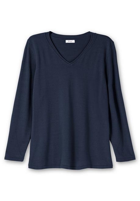 sheego Flauschiger Pullover mit V-Ausschnitt - nachtblau sheego Neueste Mode