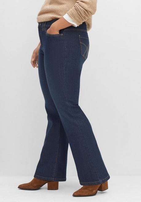 sheego Bootcut-Jeans mit Kontrastnähten - dark blue Denim sheego Online Outlet