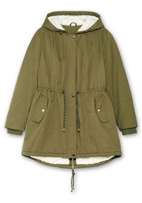 sheego Wattierte Jacke im Parka-Stil mit kuscheliger Kapuze - oliv sheego Zeitlich begrenztes Angebot