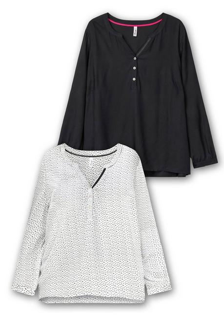 sheego Doppelpack Tuniken, uni und gemustert - schwarz+weiß gemustert sheego Blitzangebot