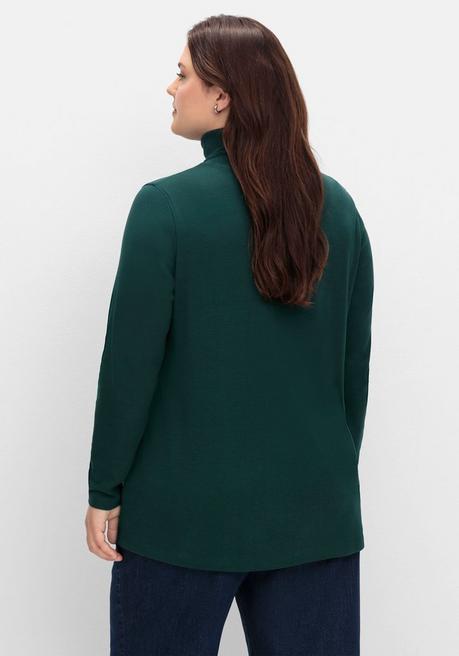 sheego Langarmshirt mit Rollkragen, in A-Linie - tiefgrün sheego Große Rabatte