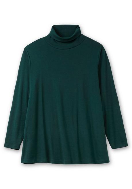 sheego Langarmshirt mit Rollkragen, in A-Linie - tiefgrün sheego Große Rabatte