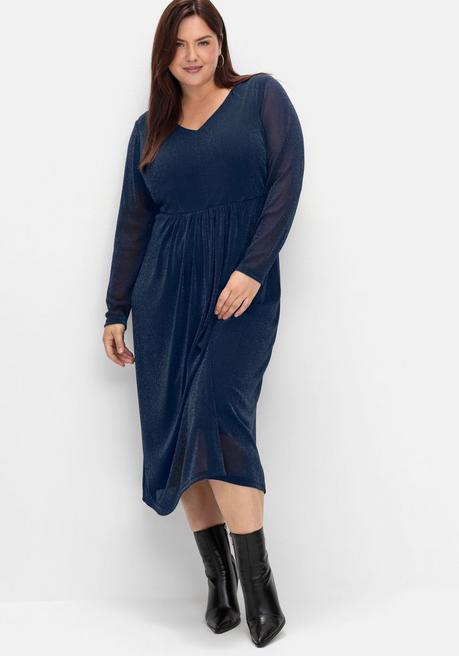 sheego Abendkleid mit Mesh und Effektgarn - saphir sheego Bestseller