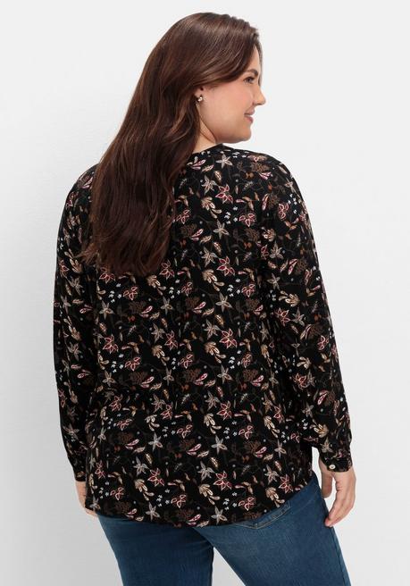 sheego Doppelpack Tuniken, uni und gemustert - aubergine+schwarz gemustert sheego Saisonale Angebote