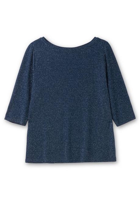 sheego 3/4-Arm-Shirt mit Glitzergarn und U-Boot-Ausschnitt - saphir sheego Räumungsverkauf
