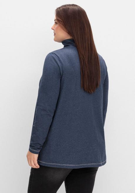 sheego Langarmshirt in A-Linie, mit Stehkragen - saphir meliert sheego Kauf eins, bekomm eins gratis