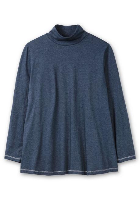 sheego Langarmshirt in A-Linie, mit Stehkragen - saphir meliert sheego Kauf eins, bekomm eins gratis
