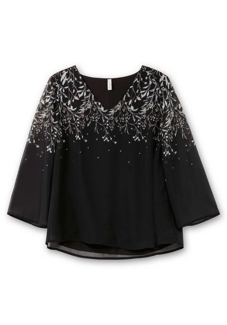 sheego Gefütterte Chiffontunika mit Alloverprint - schwarz-weiß gemustert sheego Tägliche Deals