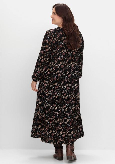 sheego Gestuftes Maxikleid mit Alloverprint - schwarz bedruckt sheego Sonderangebote
