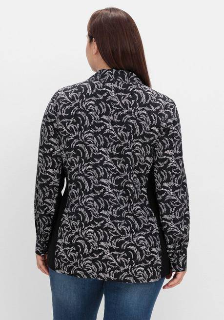 sheego Bluse mit Print und elastischen Einsätzen - schwarz-weiß gemustert sheego Riesige Ersparnisse