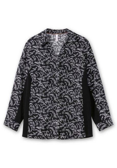 sheego Bluse mit Print und elastischen Einsätzen - schwarz-weiß gemustert sheego Riesige Ersparnisse