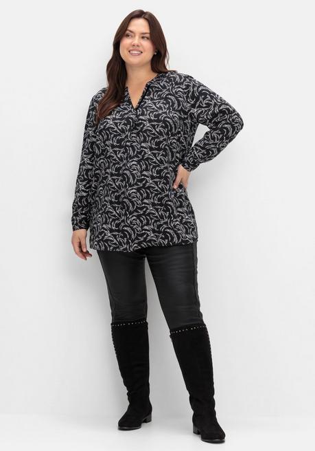 sheego Tunika mit Alloverdruck, aus Viskose - schwarz-weiß gemustert sheego Super Sparpreis