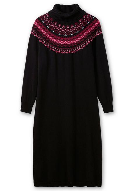 sheego Strickkleid mit Rollkragen und Norwegermuster - schwarz sheego Wochenangebot