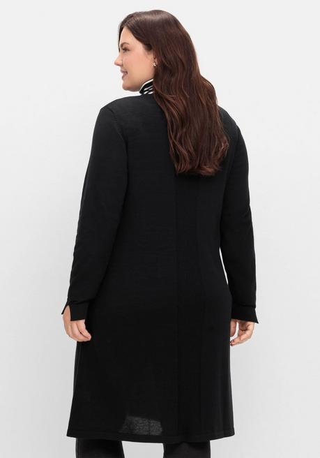 sheego Longpullover in A-Linie, mit langem Schlitz vorn - schwarz sheego Kostenlose Rückgabe