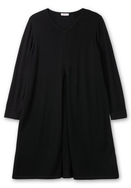 sheego Longpullover in A-Linie, mit langem Schlitz vorn - schwarz sheego Kostenlose Rückgabe