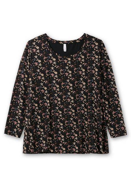 sheego Langarmshirt mit Alloverdruck, in A-Linie - schwarz gemustert sheego Begrenzte Freigabe